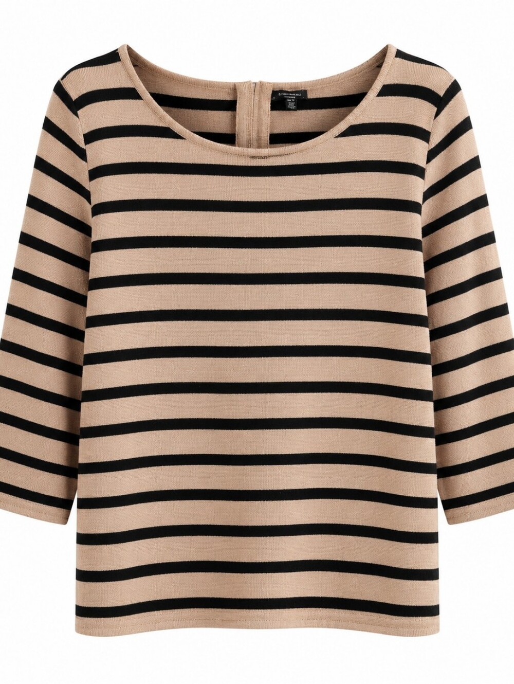 le chateau Beige and Black Striped Long Sleeve Top Size XL